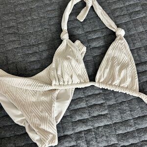 Skatie Textured Cream Bikini Set